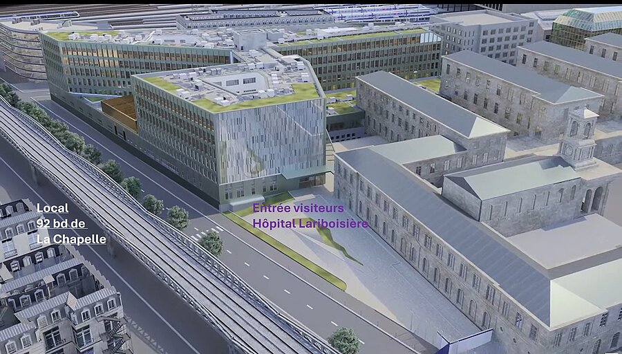 90 boulevard de La Chapelle 75018 En face de la future entrée visiteurs de l'Hôpital Lariboisière