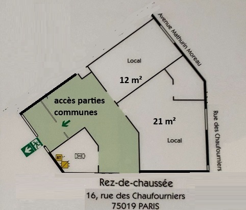 plan du rez-de-chaussée, local 12 m²